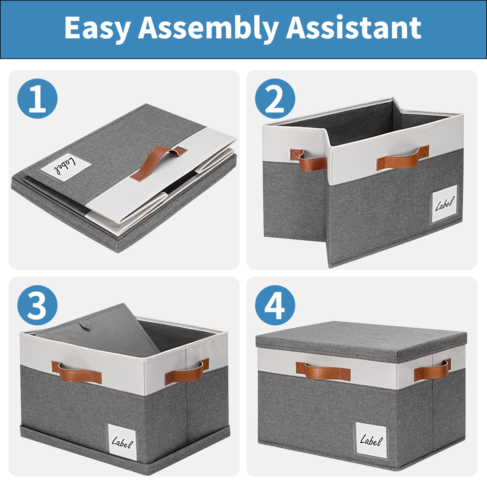 Ghvyennttes Extra Large Storage Bins With Lids 6 Pack, Foldable Fabric Storage Boxes With Lids And 3 Leather Handles, Storage Ba